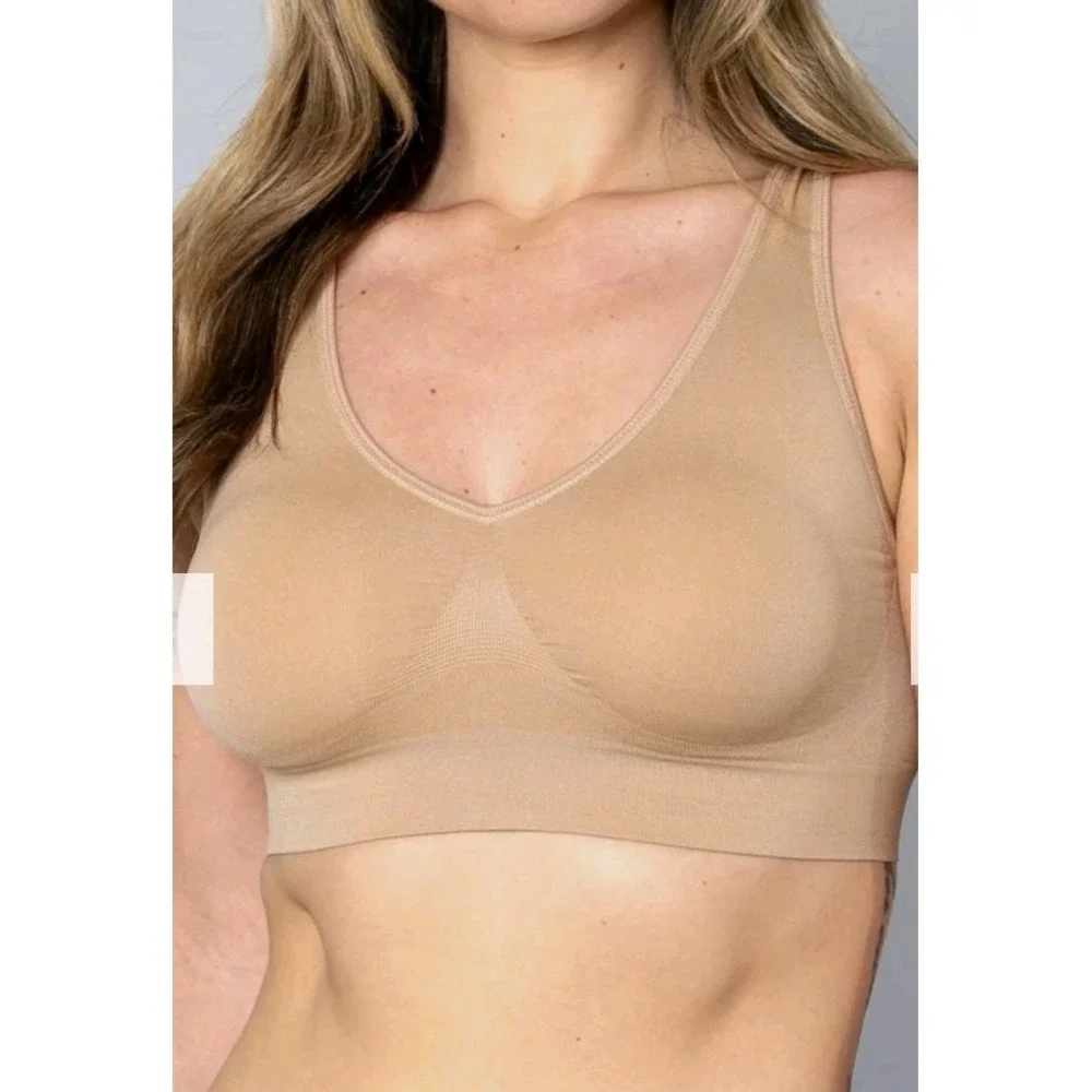 Rhonda Shear Seamless Original Ahh Comfort Bra New NWOT 2XL Wireless Nude J23